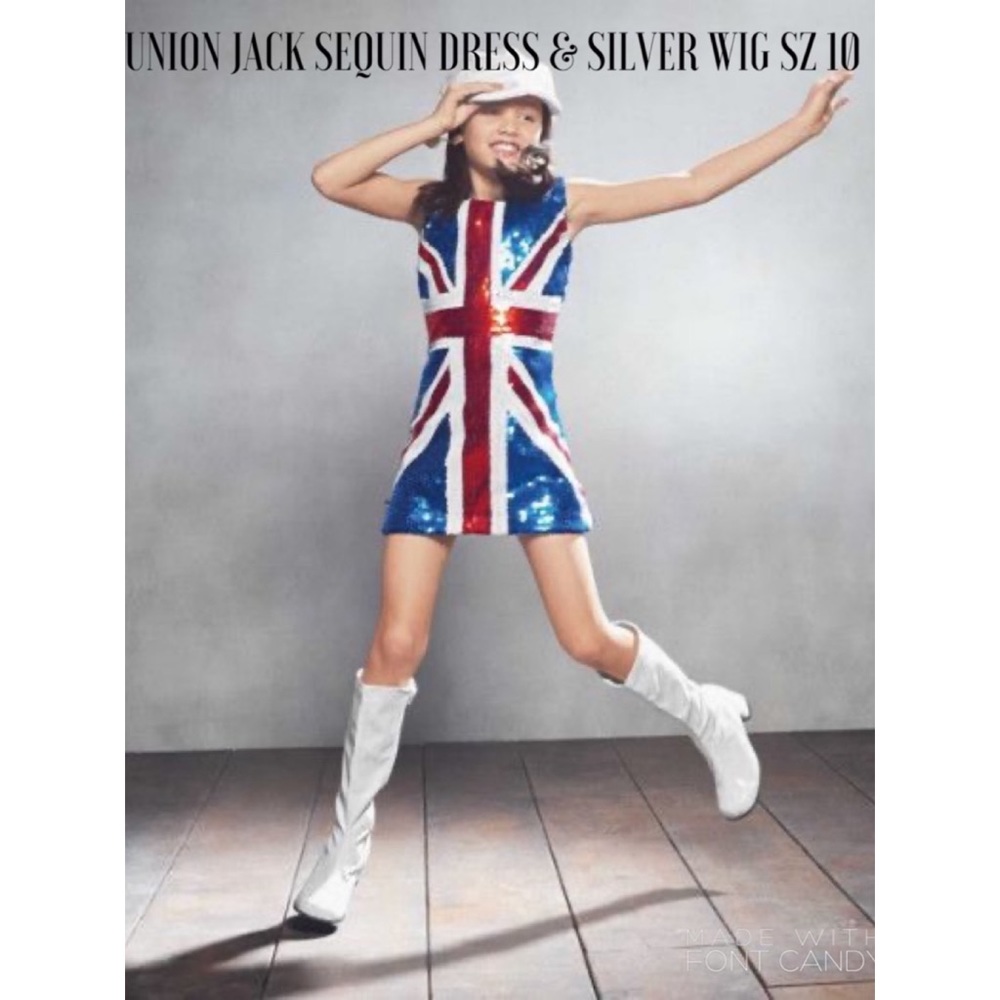 Chasing Fireflies Union Jack Sequin Dress SZ 10